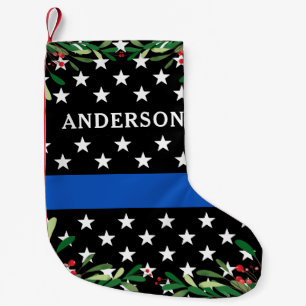Police Christmas Personalised Thin Blue Line Small Christmas Stocking