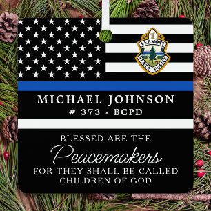 Police Christmas Personalized Logo Thin Blue Line Metal Tree Decoration