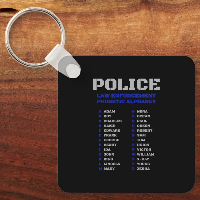 Police Code Law Enforcement Phonetic Alphabet Key Ring (Front)