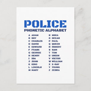 Police Communication Tool - A to Z Alphabet  Postcard