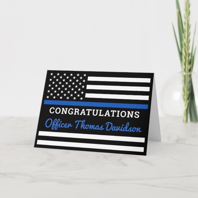 Police Congratulations Personalise Thin Blue Line  Card (Front)