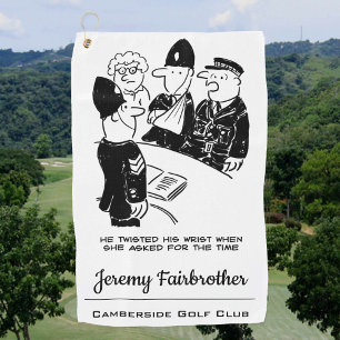 Police Constable Wrist Injury Cartoon Golf Towel