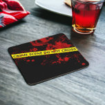 Police Crime Scene Tape  Square Paper Coaster<br><div class="desc">Novelty fun police crime tape,  do not cross,  coasters with blood splatter detail from Ricaso - ideal for murder mystery parties,  or police birthdays and retirement parties</div>