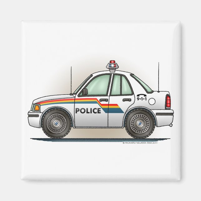 Police Cruiser Car Cop Car Square Magnet (Front)