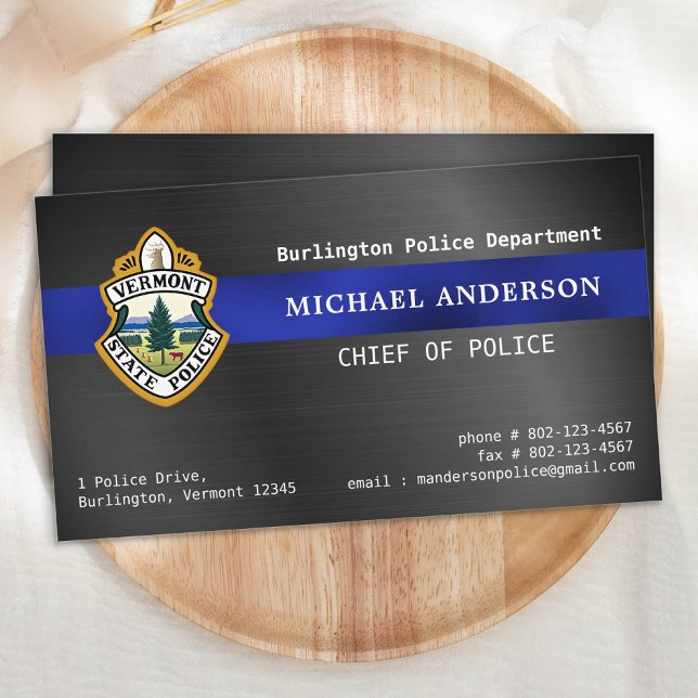 Police Custom Logo Metallic Law Enforcement Business Card (Creator Uploaded)