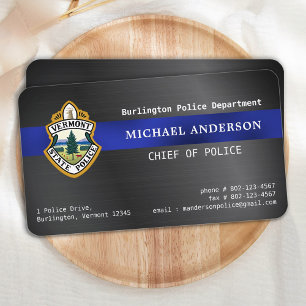 Police Custom Logo Silver Blue Law Enforcement Business Card