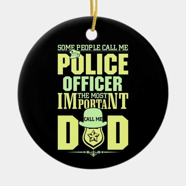 Police Dad | Law Enforcement | Father's Day Ceramic Tree Decoration (Front)