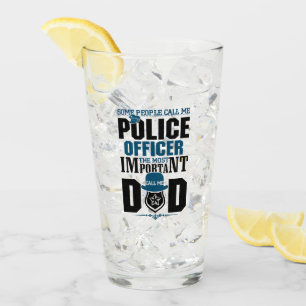 Police Dad Law Enforcement Father's Day Glass
