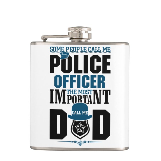 Police Dad | Law Enforcement | Father's Day Hip Flask (Front)