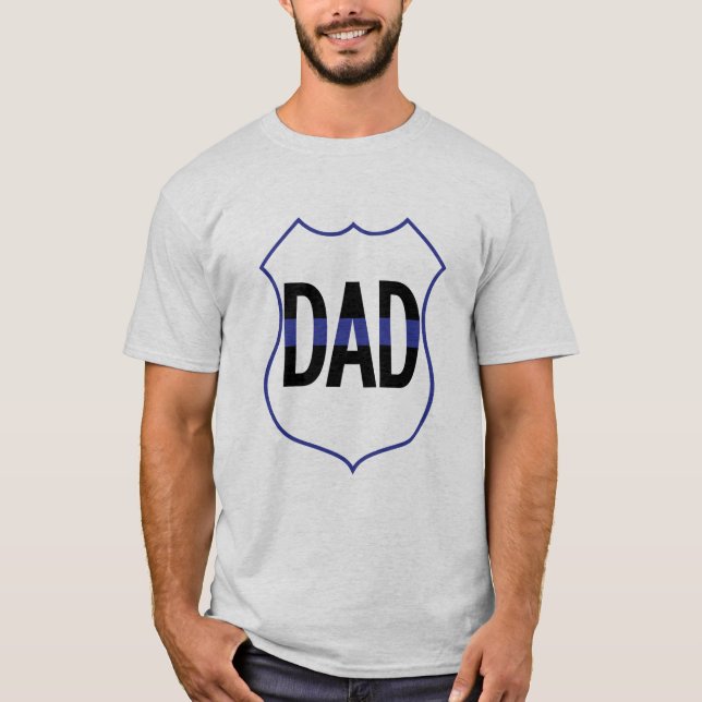 Police Dad Shield Thin Blue Line Men's T-shirt (Front)