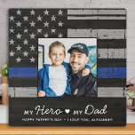 Police Dad Thin Blue Line Custom Photo Fathers Day Plaque<br><div class="desc">"My Hero ❤️ My Dad"! Surprise your favourite police officer and dad with this super sweet personalised police dad photo plaque this fathers day. Personalise with your favourite photo, message and name. Visit our collection for the best police dad fathers day gifts and police fathers day gifts from kids ....</div>