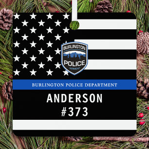 Police Department Blue Custom Logo Law Enforcement Metal Tree Decoration