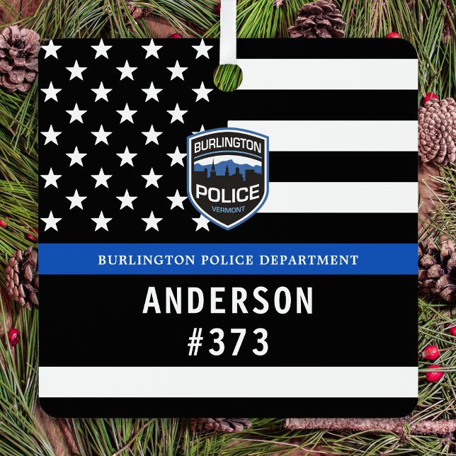 Police Department Blue Custom Logo Law Enforcement Metal Tree Decoration (Creator Uploaded)