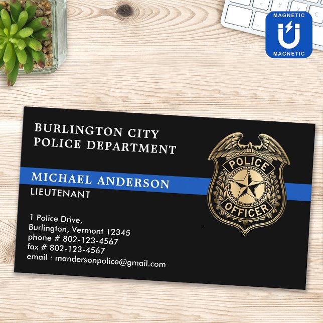 Police Department Custom Emblem Law Enforcement  Magnetic Business Card (Creator Uploaded)