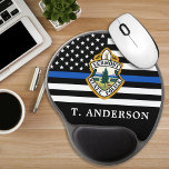 Police Department Custom Logo Law Enforcement  Gel Mouse Mat<br><div class="desc">Thin Blue Line Police Department Mouse Pad - American flag in Police Flag colours, modern black and blue design . Customise with your department logo, and personalise with police officers name. This personalised law enforcement mouse pad is perfect for police departments and law enforcement . COPYRIGHT © 2020 Judy Burrows,...</div>
