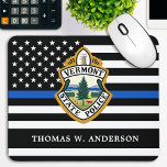 Police Department Custom Logo Law Enforcement  Mouse Mat<br><div class="desc">Thin Blue Line Police Department Mouse Pad - American flag in Police Flag colours, modern black and blue design . Customise with your department logo, and personalise with police officers name. This personalised law enforcement mousepad is perfect for police departments and law enforcement . COPYRIGHT © 2020 Judy Burrows, Black...</div>