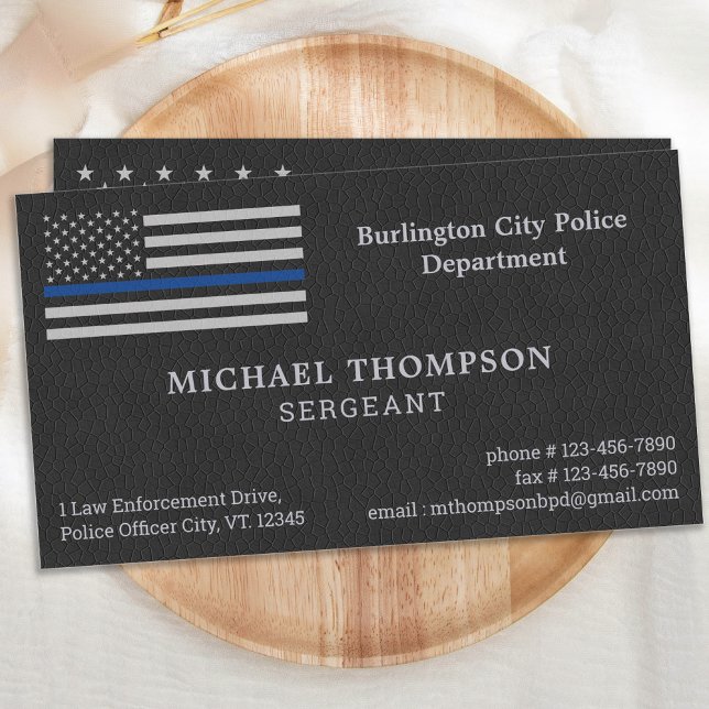 Police Department Faux Leather Law Enforcement Business Card (Creator Uploaded)