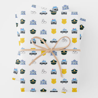 Police Department Icons Wrapping Paper Sheet