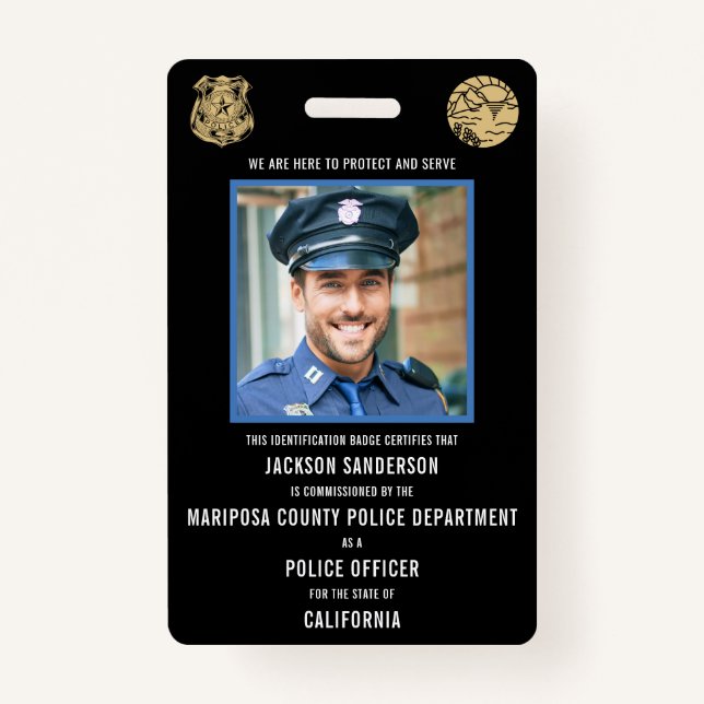Police Department Law Enforcement Employee ID ID Badge (Front)