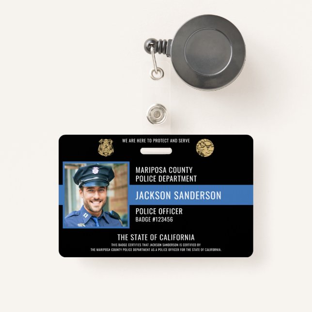Police Department Law Enforcement Employee ID ID Badge (Front with Retractable)
