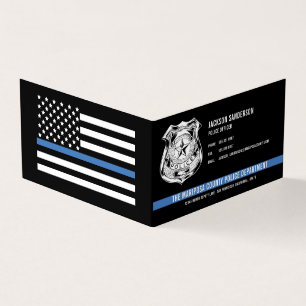 Police Department Officer Thin Blue Line Logo Business Card