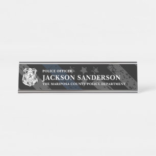 Police Department Thin Blue Line Officer Logo Desk Name Plate