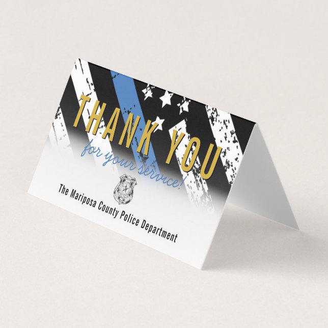 Police Department Thin Blue Line Thank You Business Card (Front)