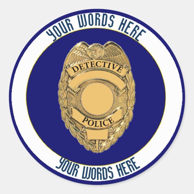Police Detective Badge Custom Classic Round Sticker (Front)