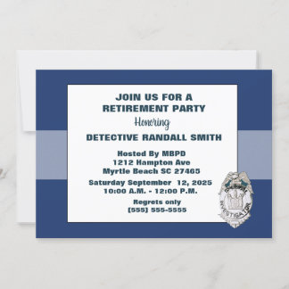 Police Detective Retirement Blue Invitation