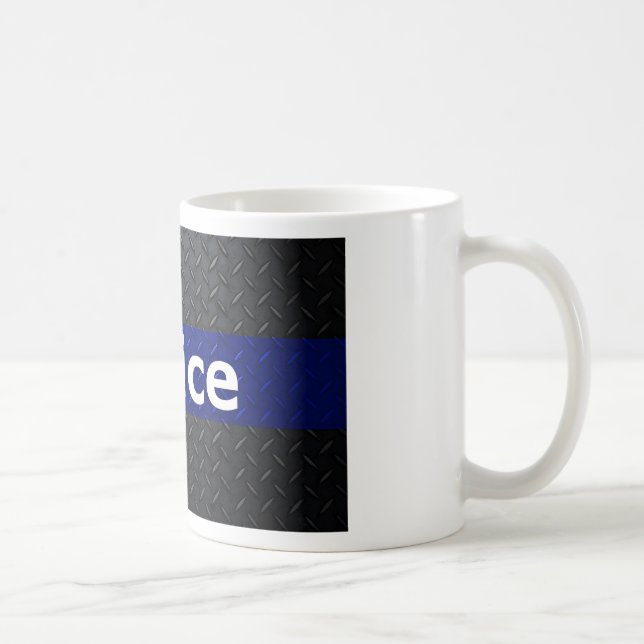 Police Diamond Plate Thin Blue Line Coffee Mug (Right)