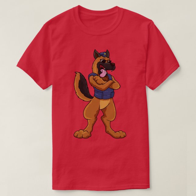 Police dog as police officer with protective vest T-Shirt (Design Front)