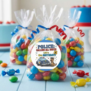 Police Dog Calling All Units Boy Birthday Classic Round Sticker