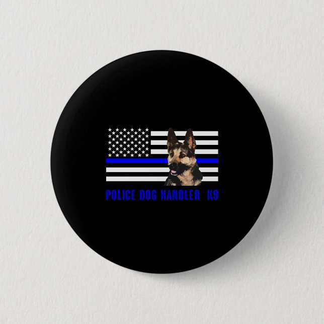 Police Dog Handler 6 Cm Round Badge (Front)