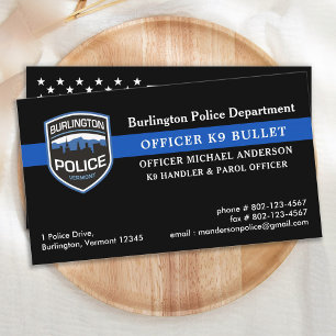 Police Dog K9 Unit Blue Line Police Department Business Card