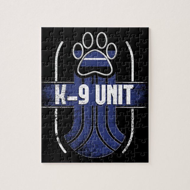 Police Dog K-9 Thin Blue Line Memorial Puzzle (Vertical)