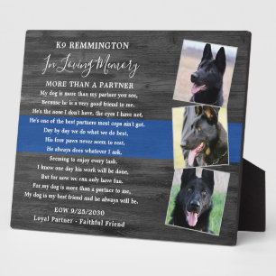 Police Dog Memorial Personalise K9 Officer 3 Photo Plaque
