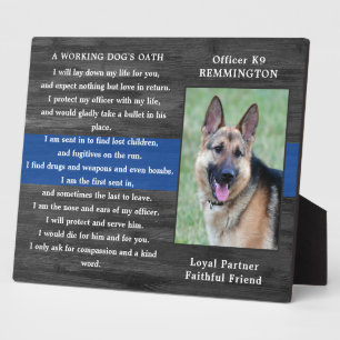 Police Dog Oath Officer Handler Police K9 Photo Plaque