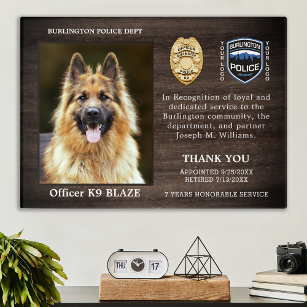 Police Dog Retirement Appreciation K9 Officer Plaq Acrylic Print