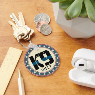 Police Dog Thin Blue line K-9 Training  Key Ring