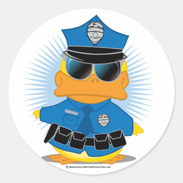 Police Duck Classic Round Sticker (Front)