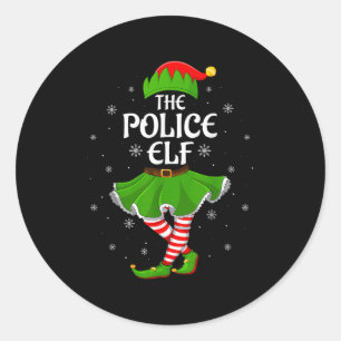 Police Elf Christmas Family Girls Women Elf Squad Classic Round Sticker