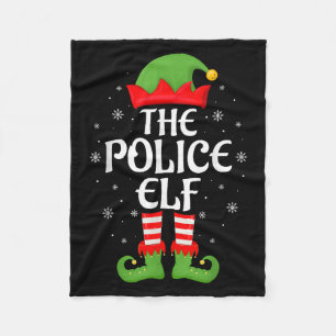 Police Elf Xmas Family Matching Elf Squad Christma Fleece Blanket