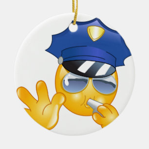police emoji ceramic tree decoration