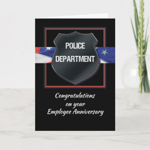 Police Employee Anniversary Congratulations, Black Card
