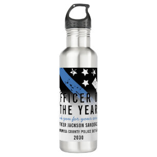Police Employee of the Year Blue Line Flag 710 Ml Water Bottle