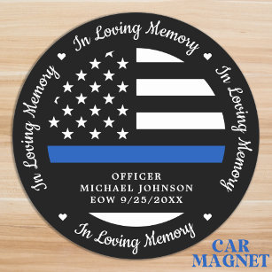 Police Fallen Officer Memorial Thin Blue Line Car Magnet
