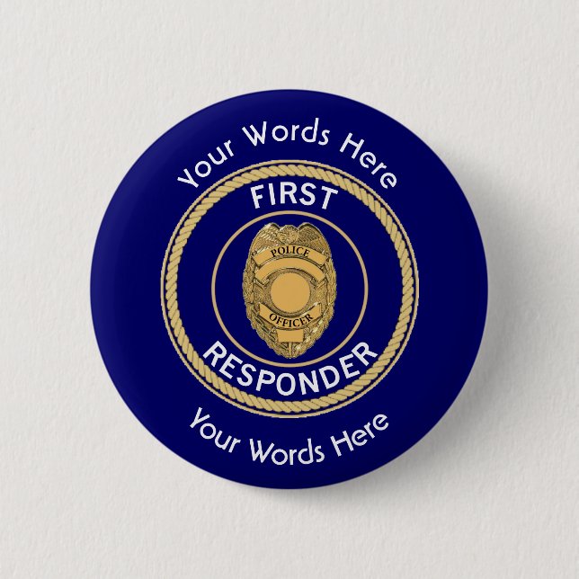 Police First Responder Custom 6 Cm Round Badge (Front)