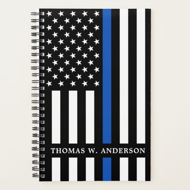 Police Flag Personalised Thin Blue Line Planner (Front)