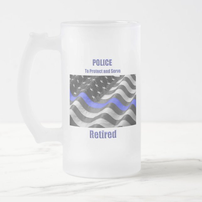 Police Frosted Glass Beer Mug (Left)