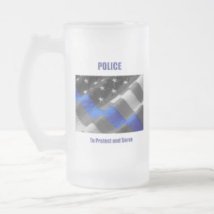 Police Frosted Glass Beer Mug